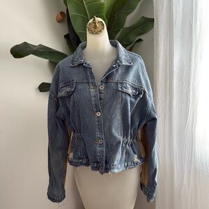 Fashion Nova Denim Jacket with Corduroy Detailing Medium Wash Women's Size XL